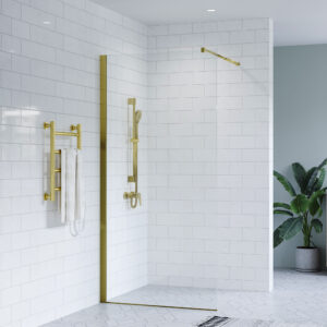 SS21 Brushed Gold Walk In Shower Screen