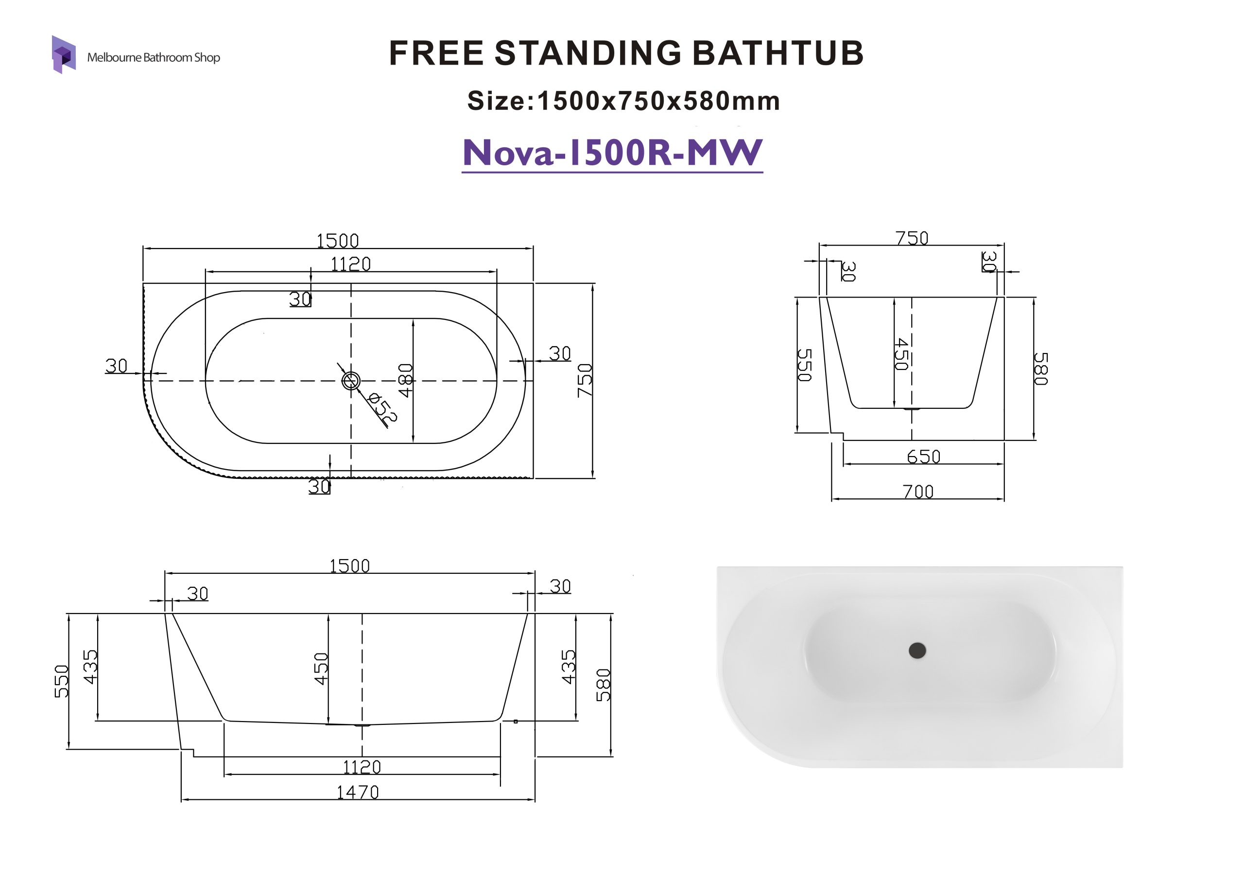 Nova 1500mm Right Corner Freestanding Bath Fluted Matte White Design nova-1500mm-right-corner-freestanding-bath-fluted-matte-white-design